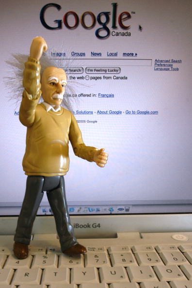Einstein gets ready to do a search on Google Canada.