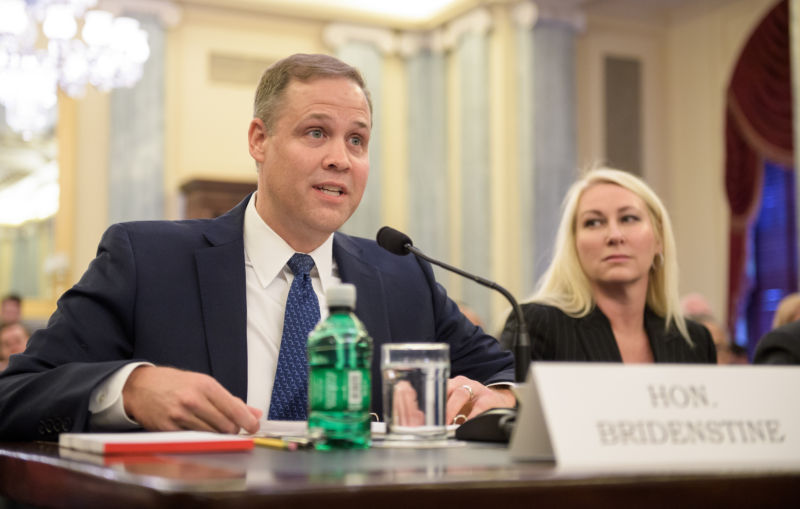 Oklahoma Congressman Jim Bridenstine speaks during his Senate confirmation hearing on November 1, 2017.