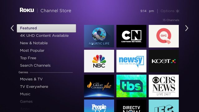 DIRECTV, TV App, Roku Channel Store