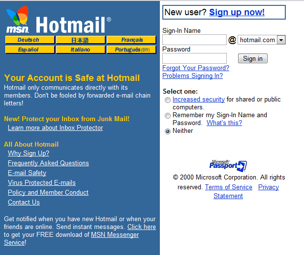 hotmail email login msn