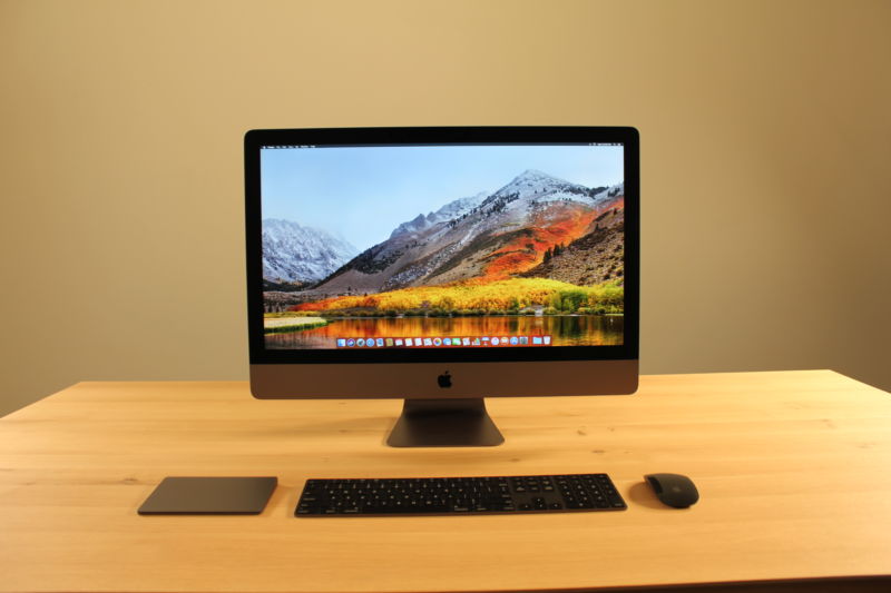 Image of the iMac Pro from the front with a rich image on the monitor.