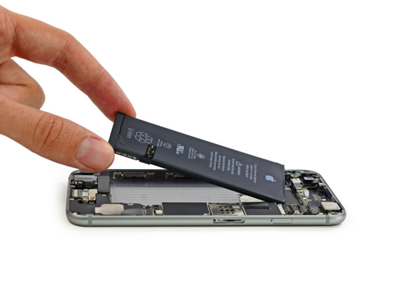 An iPhone 6's battery, courtesy of <a href=