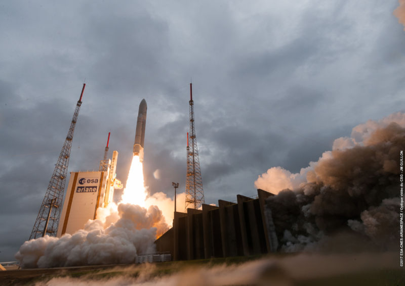 An Ariane 5 rocket launches in December, 2017.