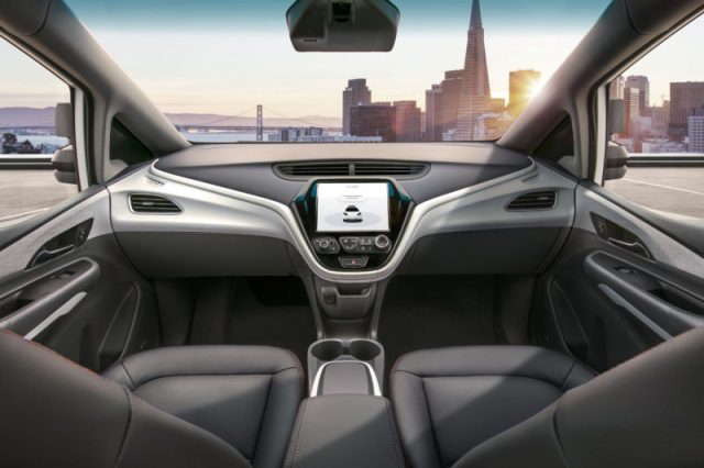 GM plans to release this modified Chevy Bolt with no steering wheel in 2019 for use in the Cruise driverless taxi service.