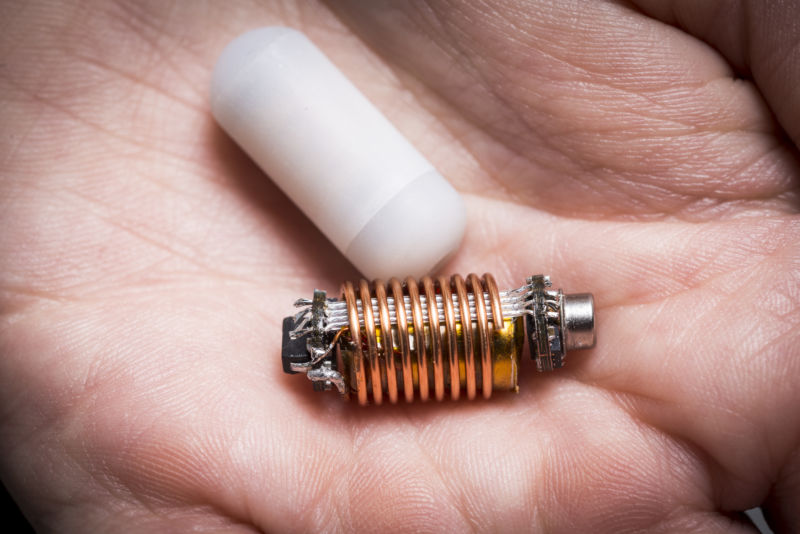 The ingestible electronic pill. 