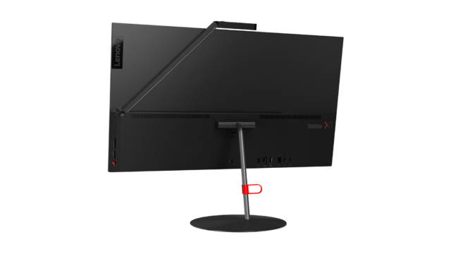 But look at the back! The webcam is on a motorized arm. It'll retract all the way into the bottom half of the monitor when it's not in use.