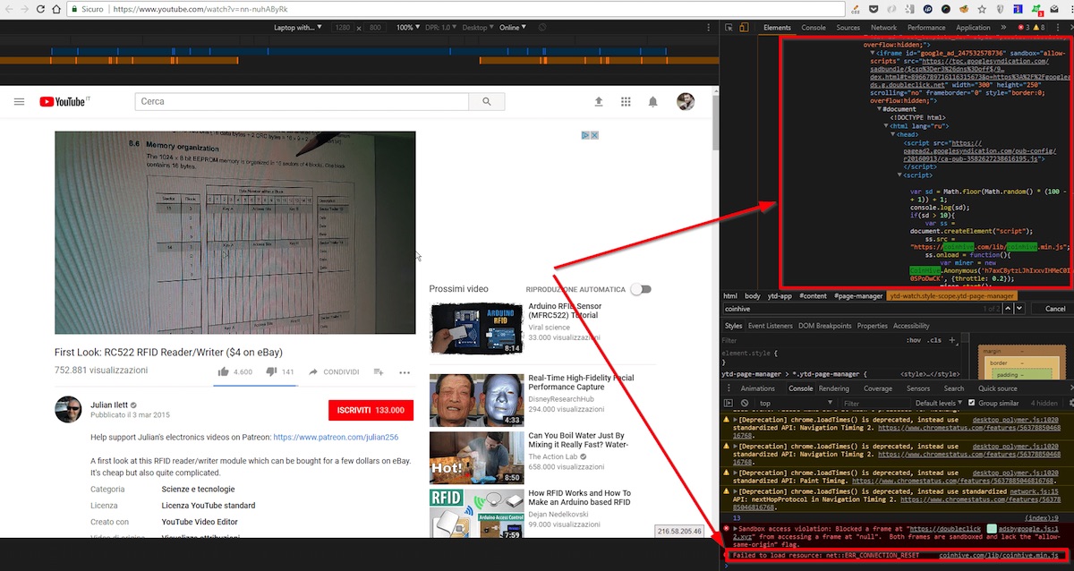 Now Even Youtube Serves Ads With Cpu Draining Cryptocurrency Miners Ars Technica