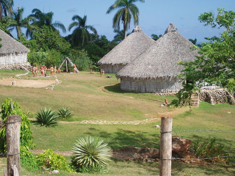 Reconstruction of a Taino village in Cuba.