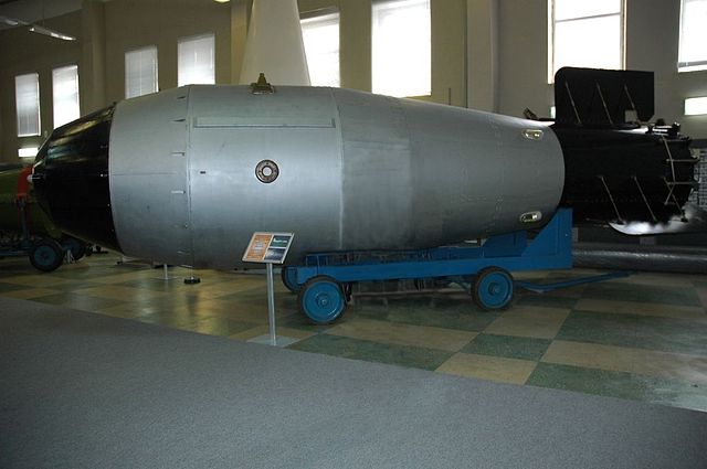 A reproduction of the Tsar Bomba, the biggest nuclear weapon ever detonated, at the Nuclear Weapons Museum at RFNC-VNIIEF in Sarov, where Russia designs and builds its nuclear weapons—and some engineers apparently decided to try to do some nuclear-powered blockchain mining.