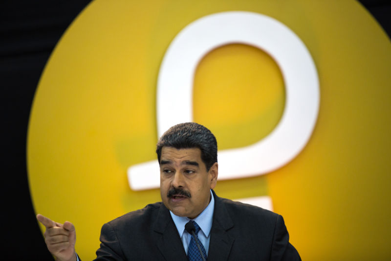 Nicolas Maduro, Venezuela's president, speaks during the petro cryptocurrency launch event in Caracas, Venezuela, on Tuesday, February 20, 2018. 