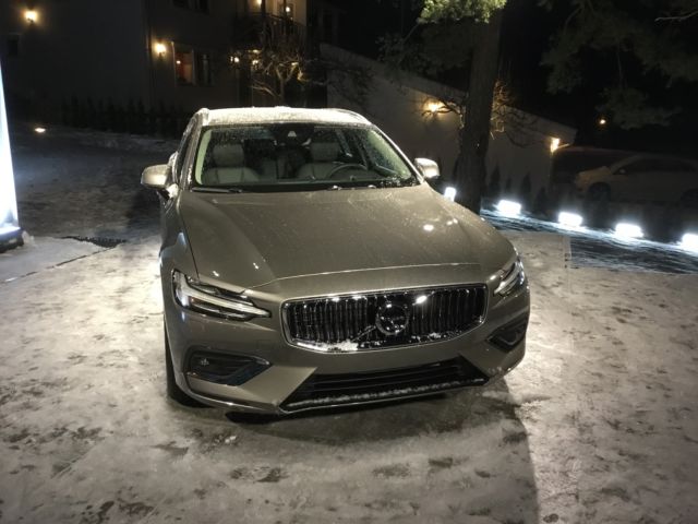 The V60 sparkles in the snow.