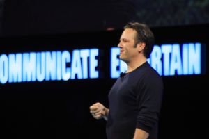 Microsoft's Phil Spencer speaks at the DICE conference in Las Vegas.