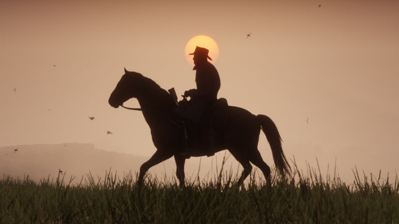 <em>Red Dead Redemption 2</em> does, in fact, feature horses and sunsets.