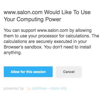 Salon To Ad Blockers Can We Use Your Browser To Mine Cryptocurrency - 