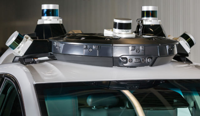 Sensors on top of a Cruise vehicle.