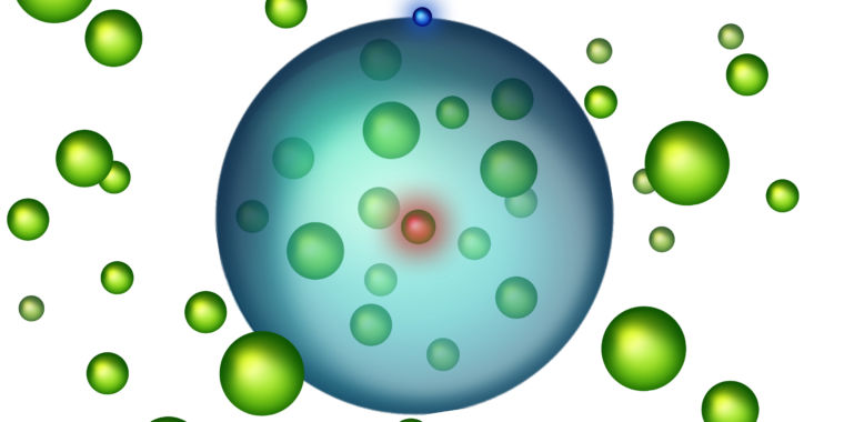 Giant atom hides its neighbors under a single-electron skirt