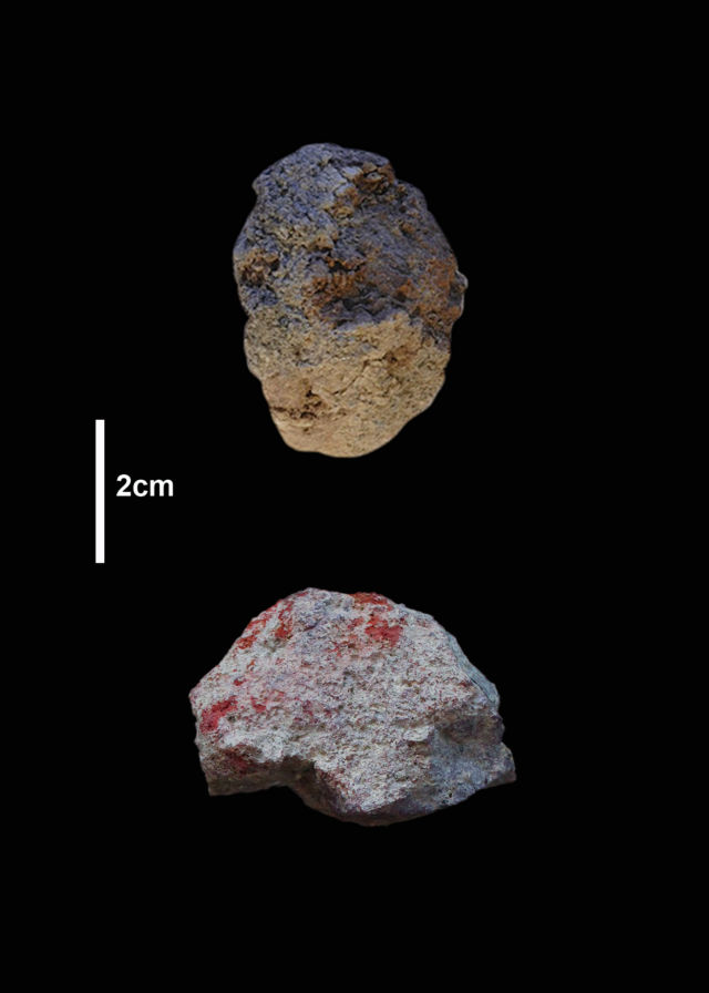 These chunks of rock were probably used 300,000 years ago to make brown and red pigment.