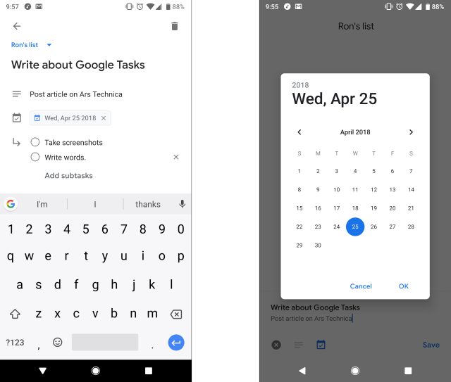 You can add sub-tasks and due dates.