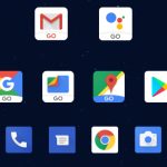 Android Go icons on a smartphone screen.