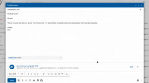 The confidential mode compose window is blue,