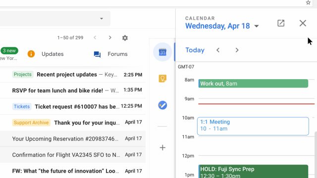 In the new Gmail, there's a bar for other Google apps.
