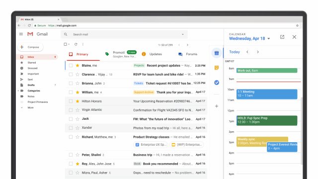 A better view of the Google calendar panel.