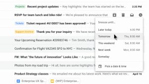 The last button is "Snooze," just like Inbox.