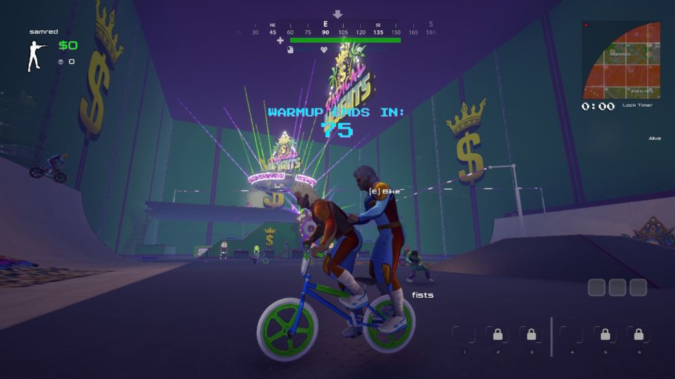 The pre-match lobby is also painfully barren, but at least you can ride around on BMX bikes with a bunch of other people. If that's your thing.