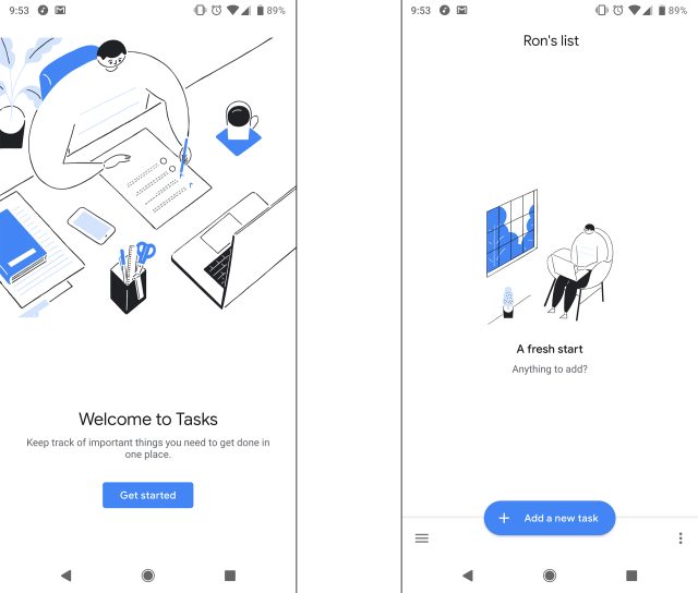 The Google Tasks app on Android.