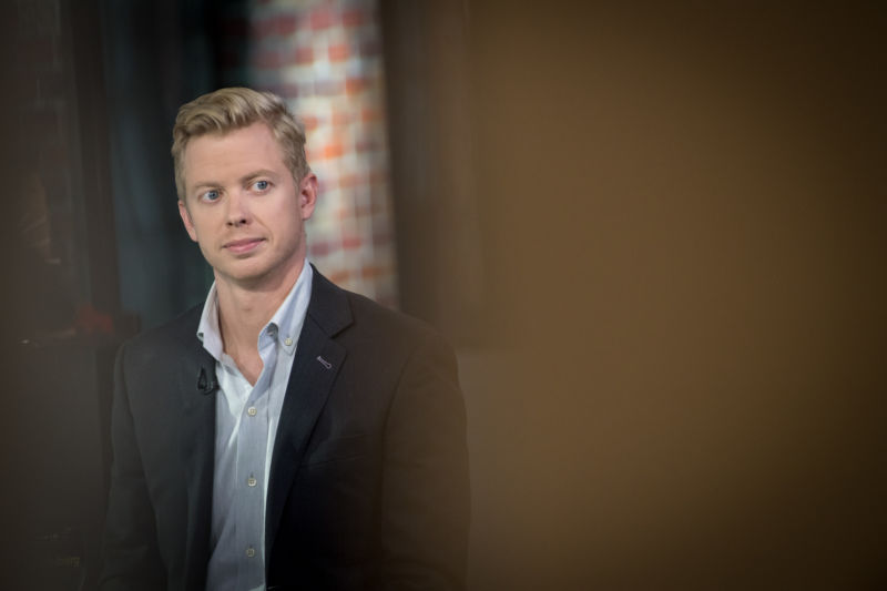 Steve Huffman, cofounder and chief executive officer of Reddit Inc., listens during a Bloomberg Technology television interview in San Francisco in 2017.