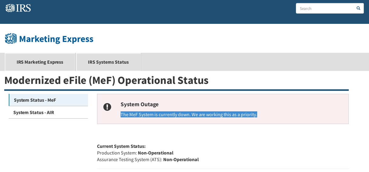 Irs E File System Crashes On Tax Day Updated Ars Technica