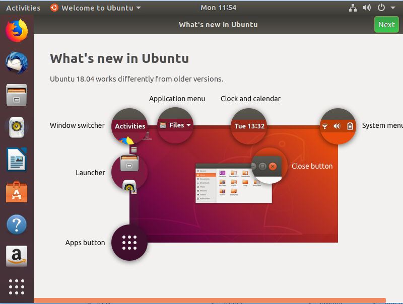 Les principaux changements d'interface d'Ubuntu dans la version 18.04 seront familiers aux utilisateurs de GNOME, en particulier ceux qui ont utilisé les distributions Debian récentes et Ubuntu 17.10 (Artful Aardvark).  Pour ceux qui sont habitués à Ubuntu 16.04 (et qui l'ont aimé), il faudra un peu de temps pour s'y habituer.