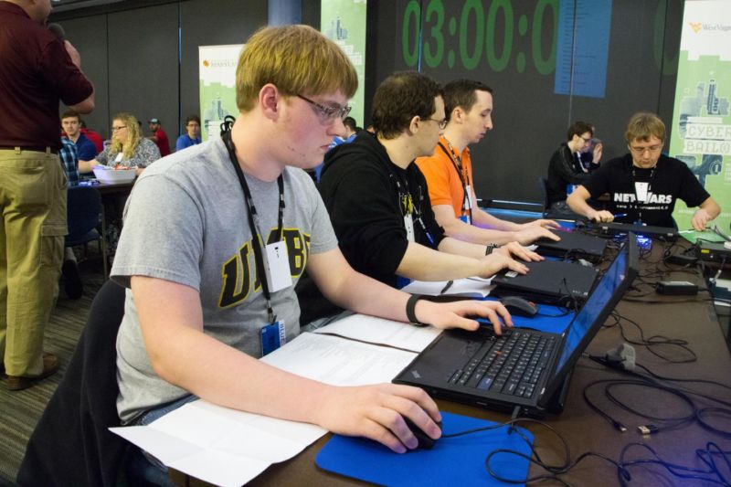 Members of the University of Maryland Baltimore County CyberDawgs team primarily focus on working rather than interacting. This fits with US Army Research Laboratory findings, as this was the highest performing team at the Mid-Atlantic (and National) National Collegiate Cyber Defense Competition in 2017.