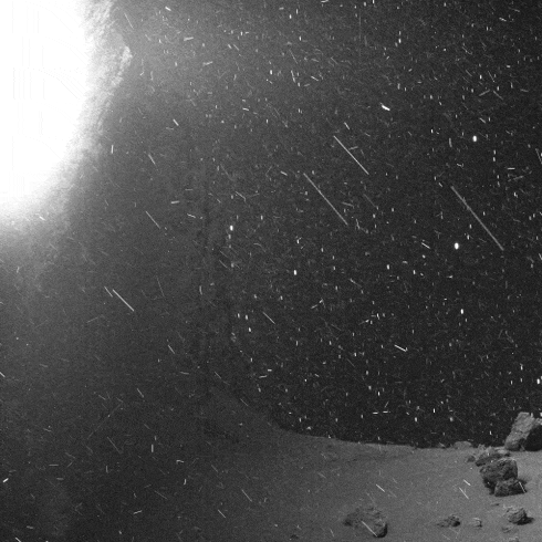 Dust and stars are visible around Comet 67P in this animated GIF.