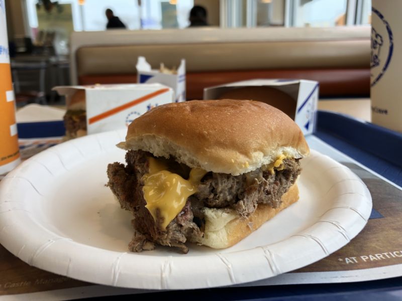The White Castle Impossible Slider is significantly heftier than the White Castle Beef Slider.