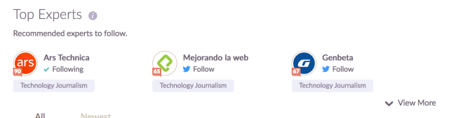 Klout rankings for technology journalism