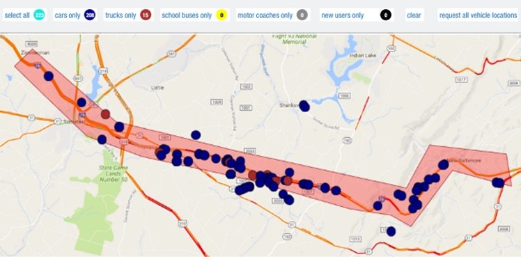 Map showing the location of a phone.