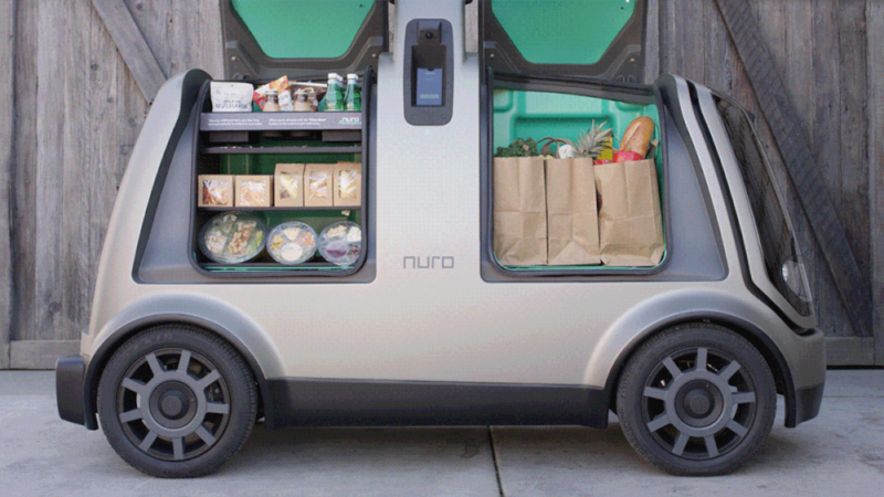 Nuro makes small electric vehicles for hauling cargo. They are designed to be street-legal but have no room for passengers.