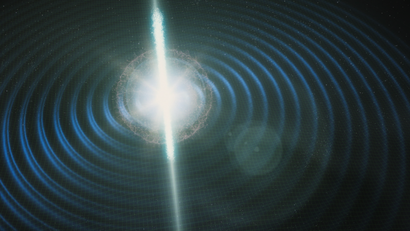 Image of gravitational waves expanding after an energetic event.