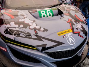 The front of an Acura GTD race car