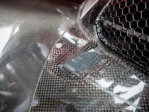 Patched carbon fiber on a race car
