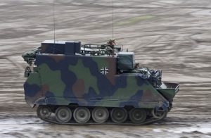 An M577 command post vehicle during a maneuver of the German Forces Bundeswehr on September 18, 2013.