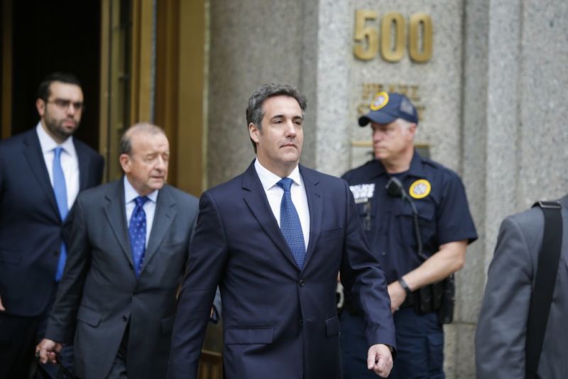 Michael Cohen leaving the United States District Court Southern District of New York on May 30, 2018 in New York City. A letter today revealed that the FBI had recovered over 700 pages of messages and call logs from encrypted messaging apps on one of two BlackBerry phones belonging to Cohen.