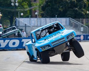 DETROIT, MI - JUNE 1: Bill Hynes #57 of the SPEED Energy Stadium SUPERTruck Series drive in the Practice & Qualifying round of the 2018 Chevrolet Detroit Grand Prix at Belle Isle on June 1, 2018 in Detroit, Michigan.