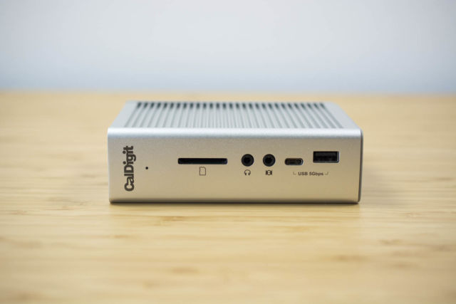 CalDigit's TS3 Plus dock can work horizontally or vertically on your desk.