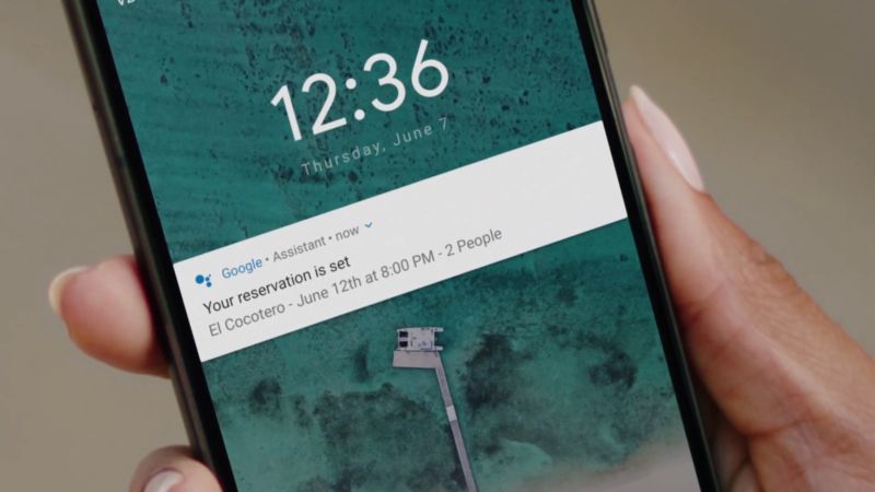 A picture of a Google Duplex notification