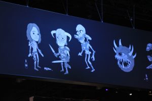 Cutesey versions of Bethesda characters on a poster
