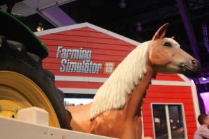A horse statue at the Farming Simulator booth