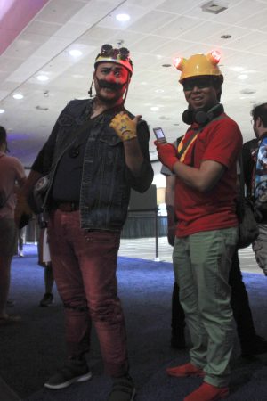 Wario and Mario Maker cosplayers