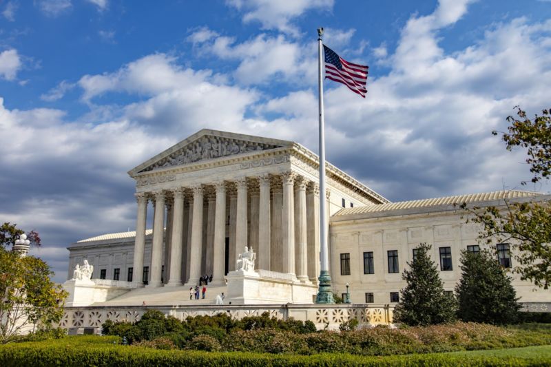 The US Supreme Court building in Washington DC.